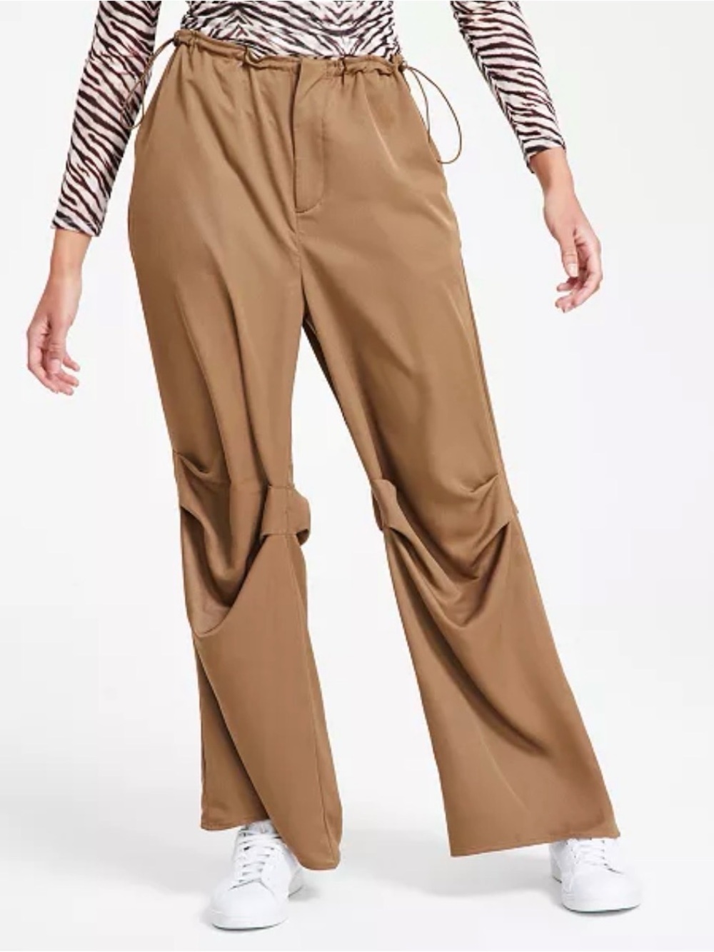 Bar III High-Rise Wide-Leg Drape Pants